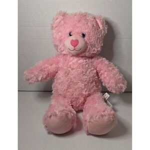 Build-A-Bear Pink Teddy Bear Plush Heart Nose 16" Preowned 2018 Tag